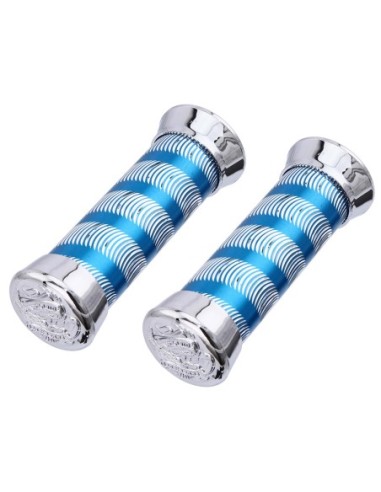 Grips 7/8 long 130mm Swirl 9518 Blue/Chrome Eagle.